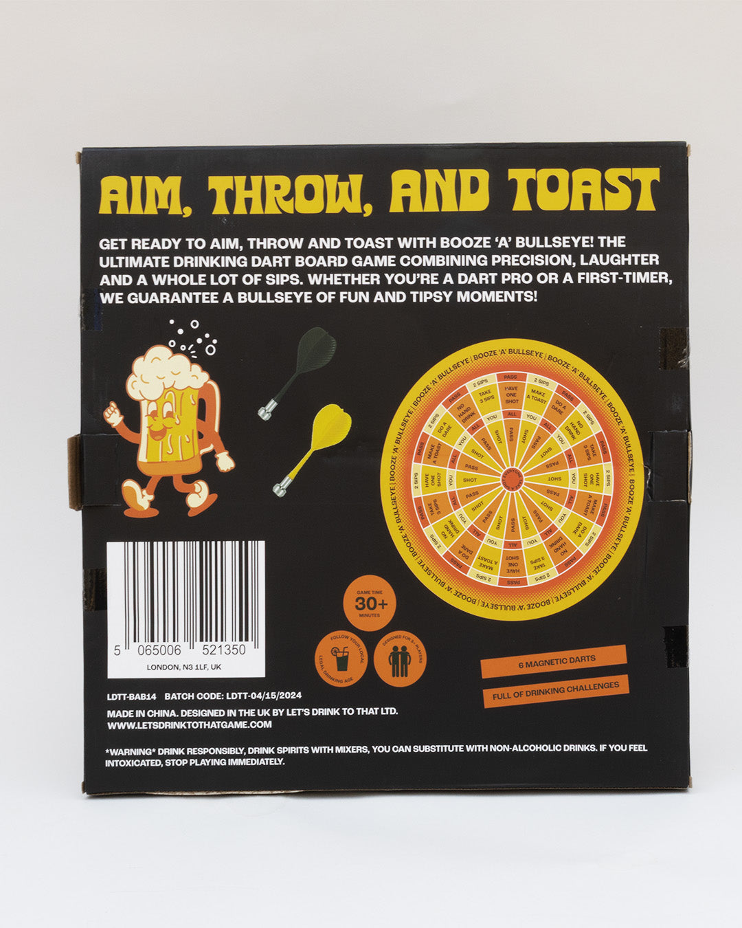 Drinking Dartboard 'Booze 'A' Bullseye' | Drinking Game | Party Game gift Idea for Darts Lovers