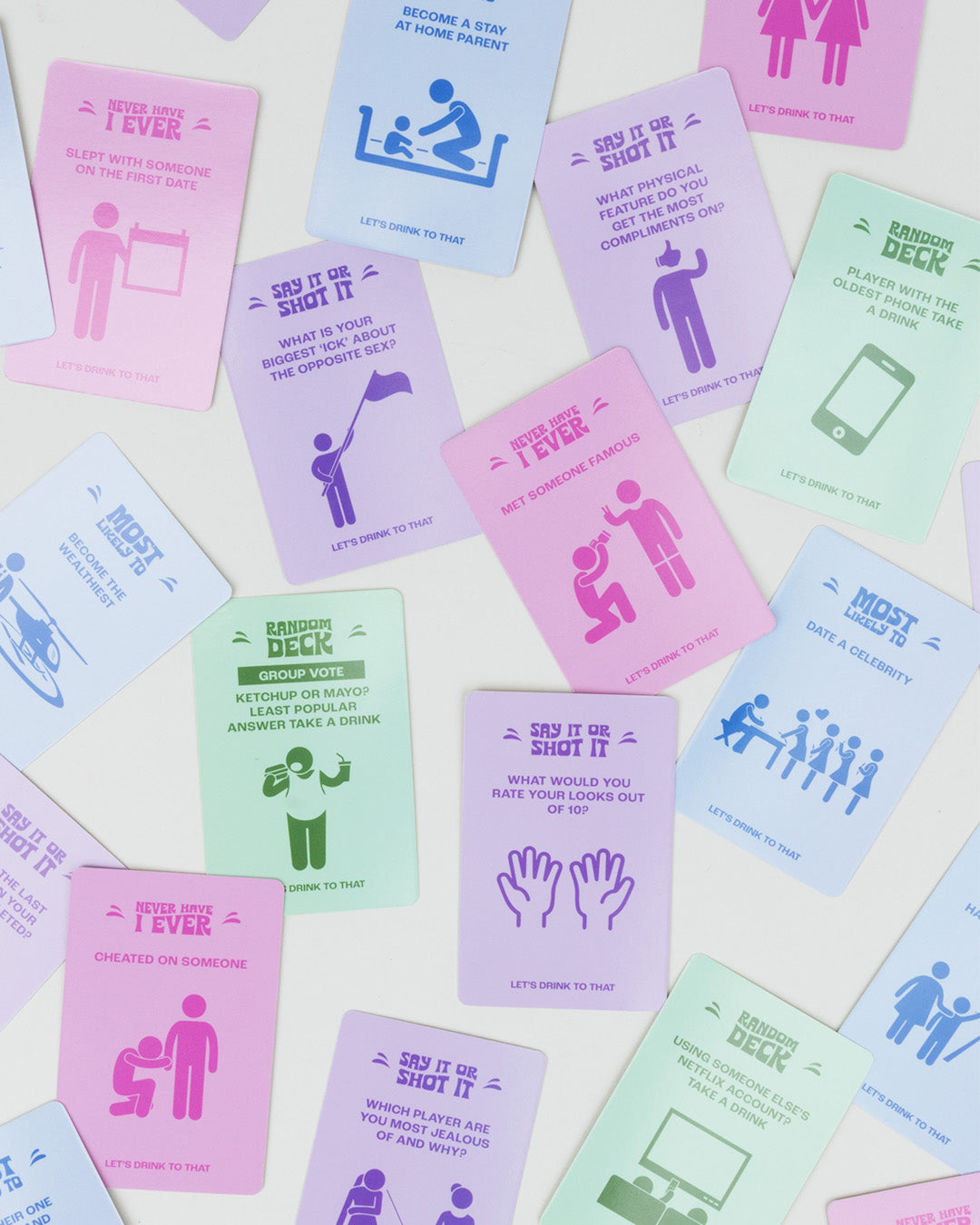Let's Drink To That - 500 Card Drinking Game | 4 Games in one | Uni Nights and Pre Drinks | Includes Never Have I Ever, Say It Or Shot It, Most Likely To and more!